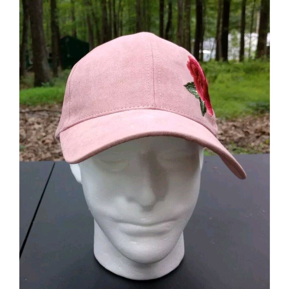 Dave And Young Pink Rose Stitched Baseball Cap Adjustable Back
